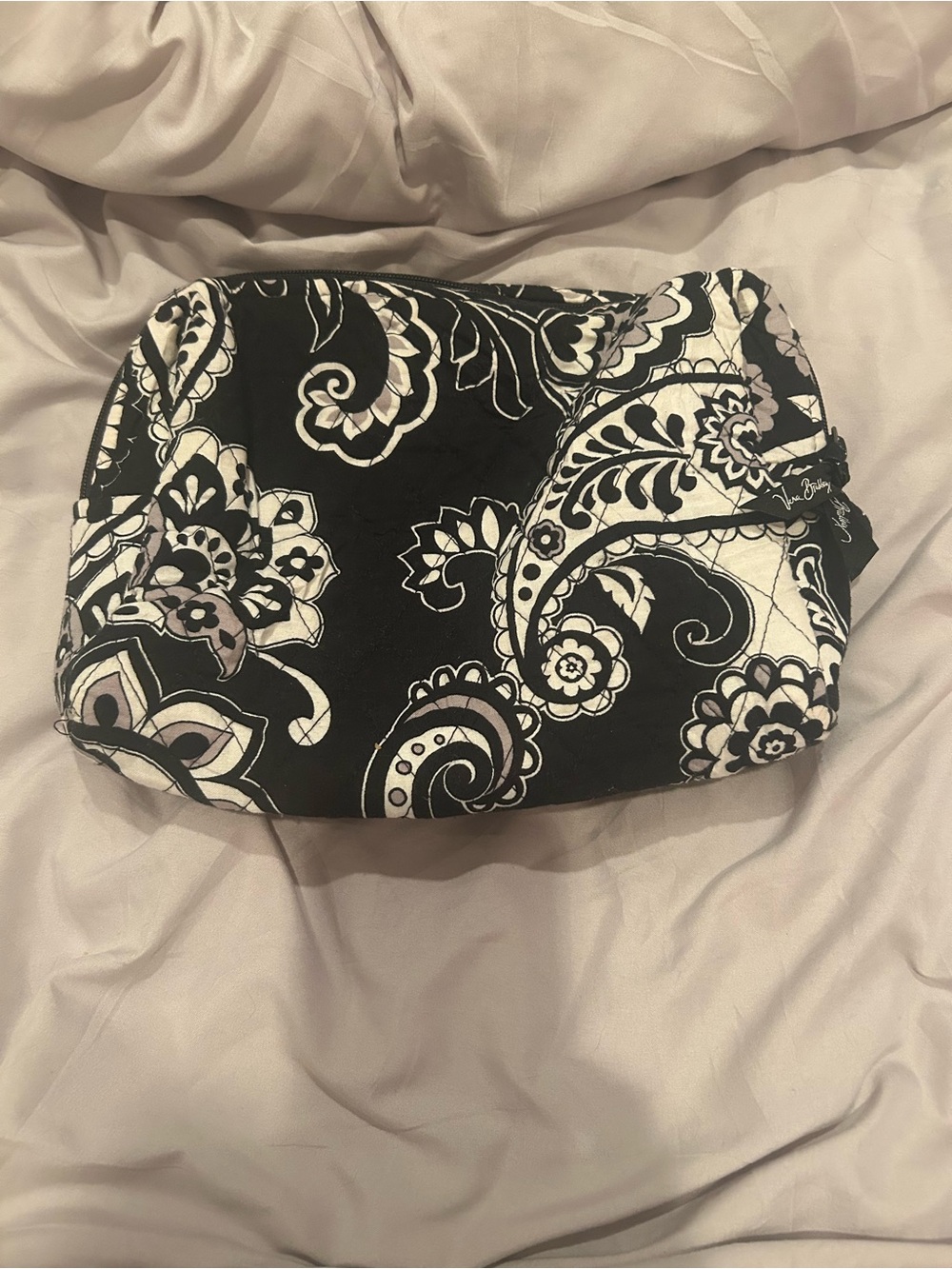Vera Bradley Black & White Paisley Quilted Cosmetic Pouch